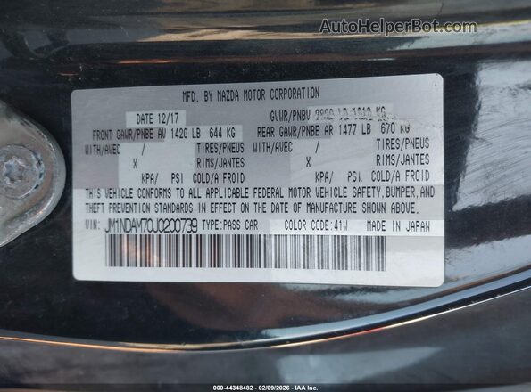 JM1NDAM70J0200739 2018 MAZDA MX-5 MIATA RF Черный Вид подкапотного пространства