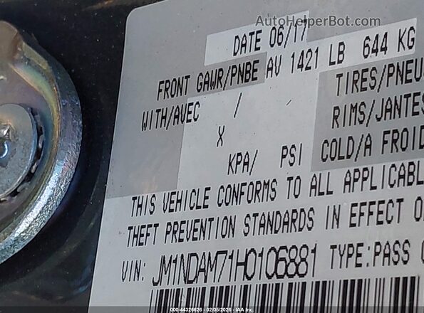 JM1NDAM71H0106881 2017 MAZDA MX-5 MIATA RF Gray Շարժիչի բաժամունքի տեսք
