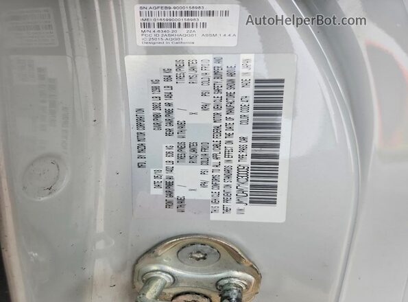 JM1NDAM71K0300091 2019 MAZDA MX-5 Gray VIN კოდის სტიკერის ხედი