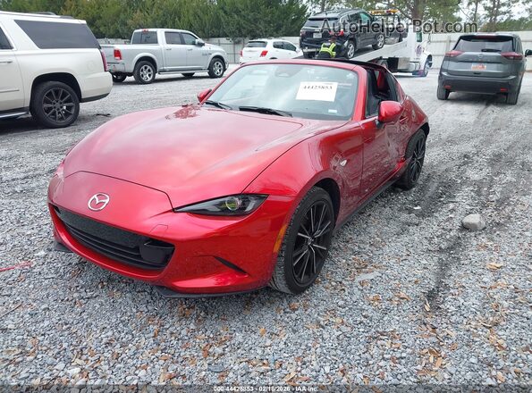 JM1NDAM7XS0653204 2025 MAZDA MX-5 MIATA RF Red წინა მარცხენა ხედი სამი მეოთხედიდან