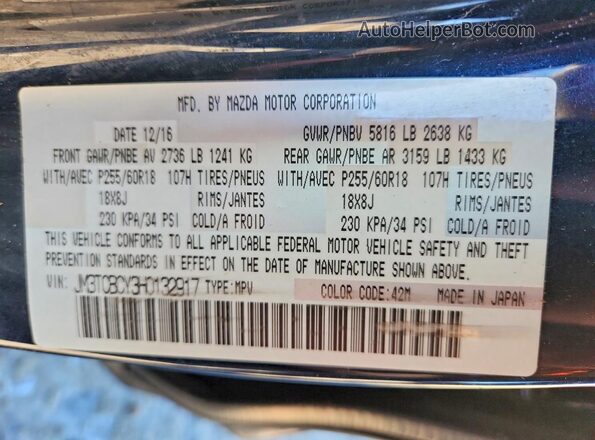 JM3TCBCY3H0132917 2017 MAZDA CX-9 Blue 