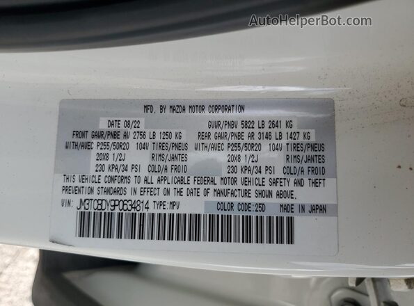 JM3TCBDY9P0634814 2023 MAZDA CX-9 White Widok naklejki z numerem VIN