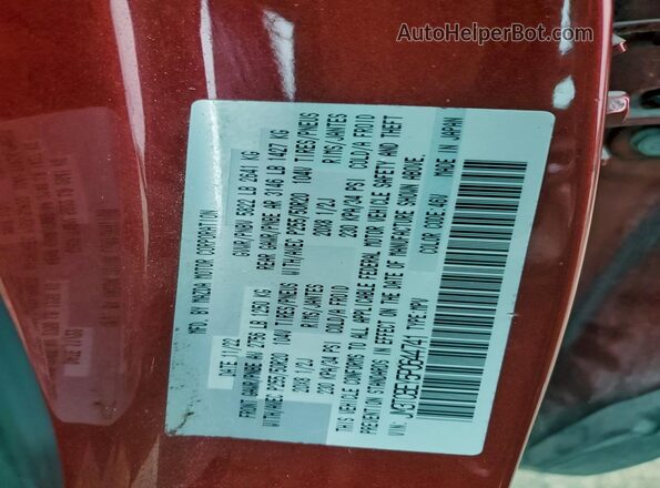 JM3TCBEY5P0644741 2023 MAZDA CX-9 Red VIN კოდის სტიკერის ხედი