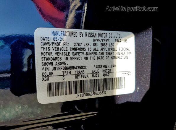 JN1BF0BA8RM435824 2024 NISSAN ARIYA Blue Вид наклейки з VIN-кодом
