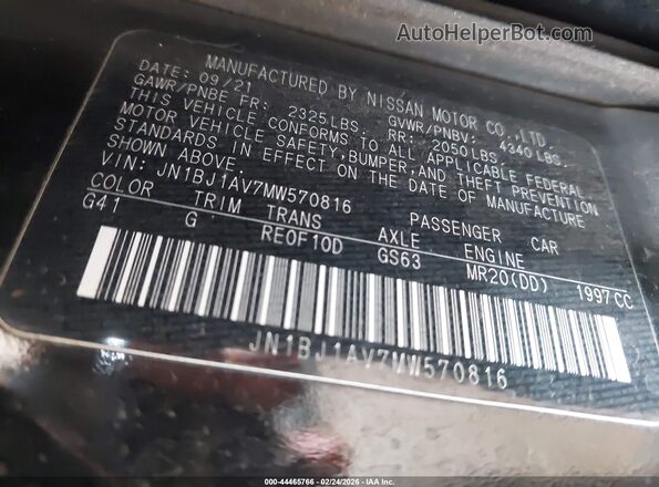 JN1BJ1AV7MW570816 2021 NISSAN ROGUE Black Widok komory silnika