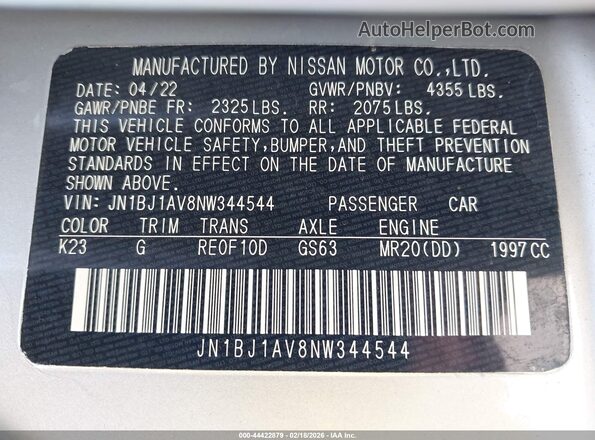 JN1BJ1AV8NW344544 2022 NISSAN ROGUE Silver Engine compartment view