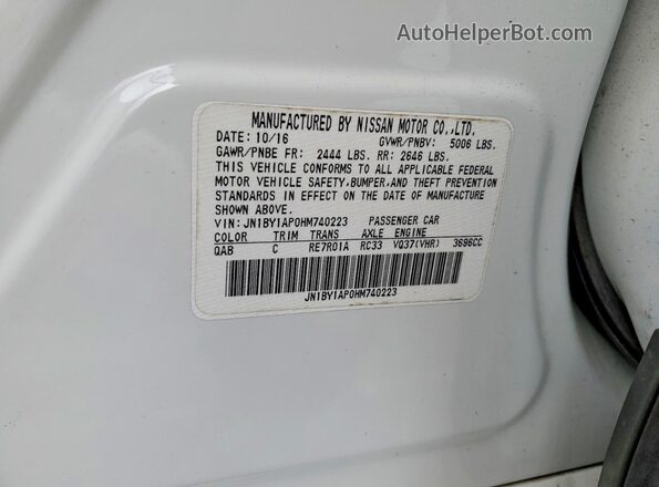 JN1BY1AP0HM740223 2017 INFINITI Q70 White 