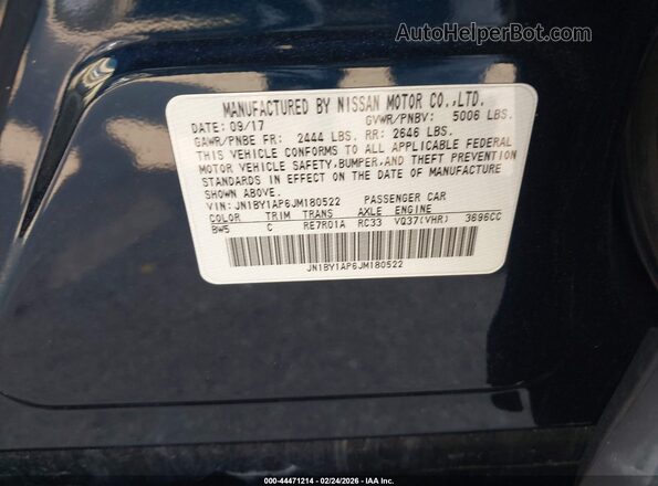 JN1BY1AP6JM180522 2018 INFINITI Q70 Blue Engine compartment view