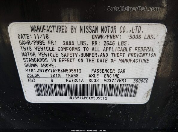 JN1BY1AP6KM505512 2019 INFINITI Q70 Черный Вид подкапотного пространства