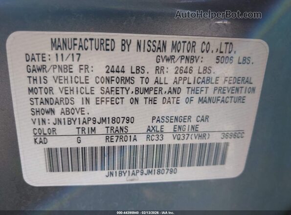 JN1BY1AP9JM180790 2018 INFINITI Q70 Gray Engine compartment view