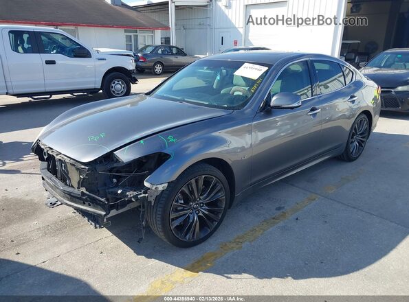 JN1BY1AP9JM180790 2018 INFINITI Q70 Gray Front left