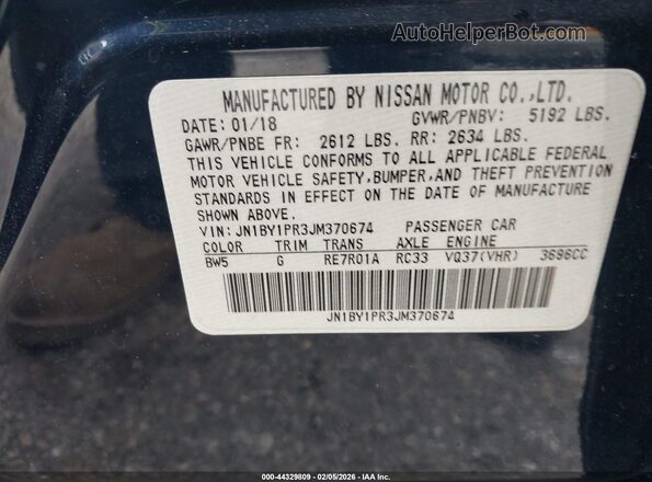JN1BY1PR3JM370674 2018 INFINITI Q70L Blue 