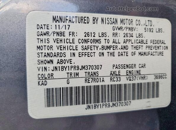 JN1BY1PR9JM370307 2018 INFINITI Q70L Gray 