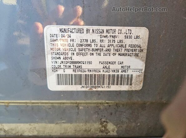 JN1DF0BB8RM741150 2024 NISSAN ARIYA Gray Вид наклейки з VIN-кодом