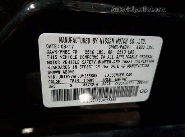 JN1EV7AP0JM355663 2018 INFINITI Q50 Black Vista del compartimento del motor