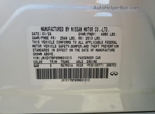 JN1EV7BP6RM601013 2024 INFINITI Q50 White 