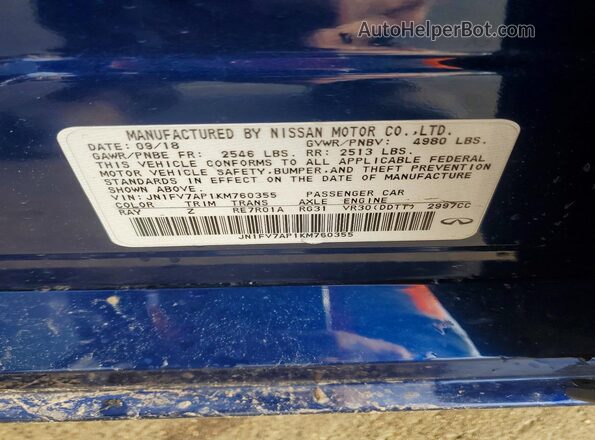 JN1FV7AP1KM760355 2019 INFINITI Q50 Blue 