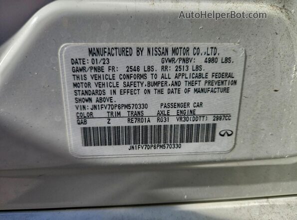 JN1FV7DP6PM570330 2023 INFINITI Q50 White Вид підкапотного простору