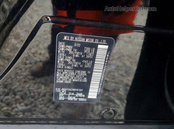 JN8AY2AC2N9161541 2022 NISSAN ARMADA Black VIN sticker view