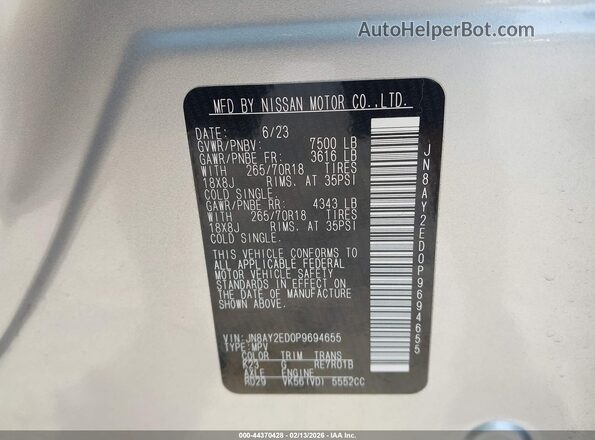 JN8AY2ED0P9694655 2023 NISSAN ARMADA Silver 