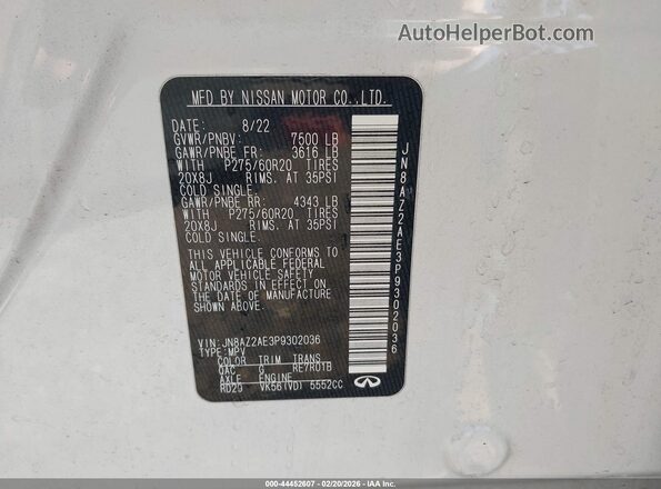 JN8AZ2AE3P9302036 2023 INFINITI QX80 Белый Вид подкапотного пространства