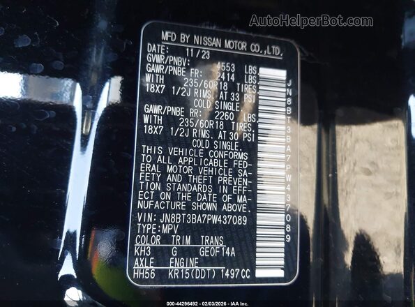 JN8BT3BA7PW437089 2023 NISSAN ROGUE Черный Вид подкапотного пространства