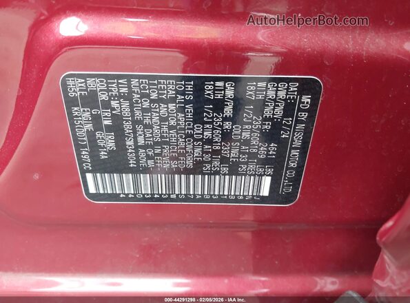JN8BT3BA7SW343044 2025 NISSAN ROGUE Red Вид підкапотного простору