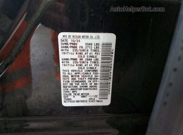JN8CF0BF6SM763363 2025 NISSAN ARIYA Black Вид наклейки з VIN-кодом