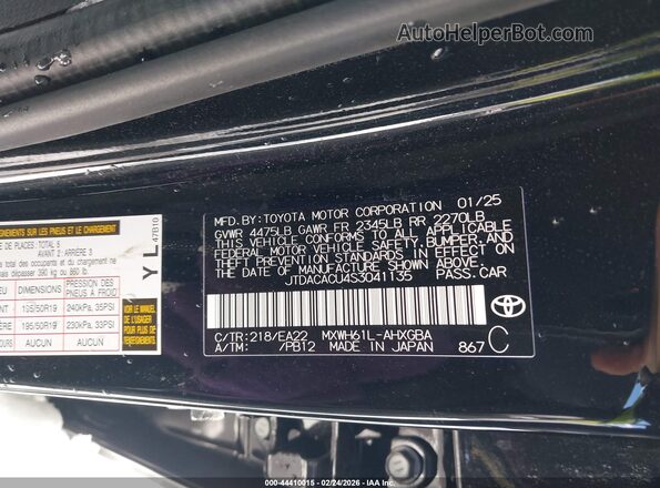 JTDACACU4S3041135 2025 TOYOTA PRIUS PLUG-IN HYBRID Black Engine compartment view