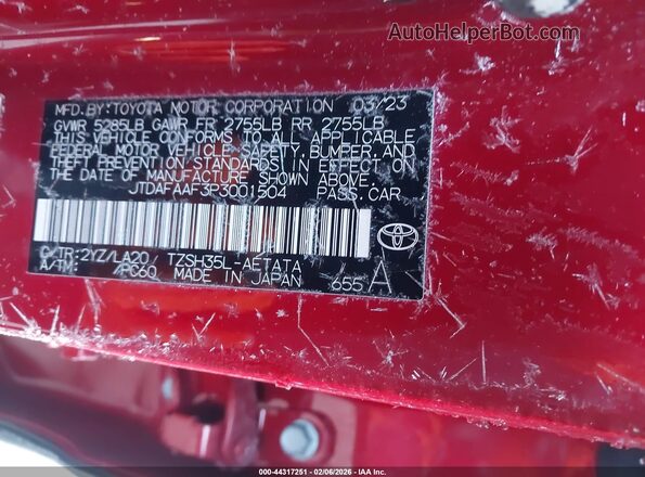 JTDAFAAF3P3001504 2023 TOYOTA CROWN Red Widok komory silnika