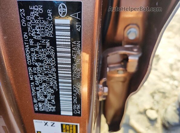 JTDAFAAF8P3004897 2023 TOYOTA CROWN Brown VIN კოდის სტიკერის ხედი