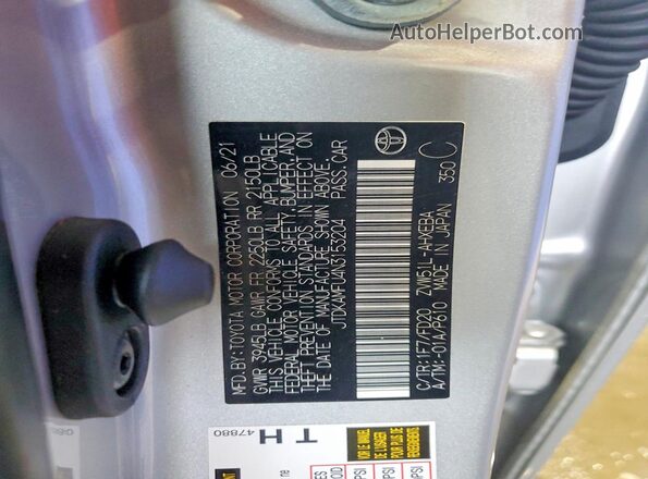 JTDKAMFU4N3153204 2022 TOYOTA PRIUS Silver Vista del compartimento del motor