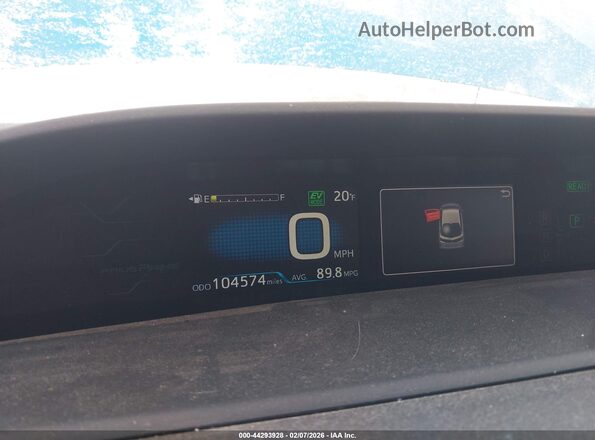JTDKARFP9K3113249 2019 TOYOTA PRIUS PRIME Turquoise უკანა სავარძლების ხედი
