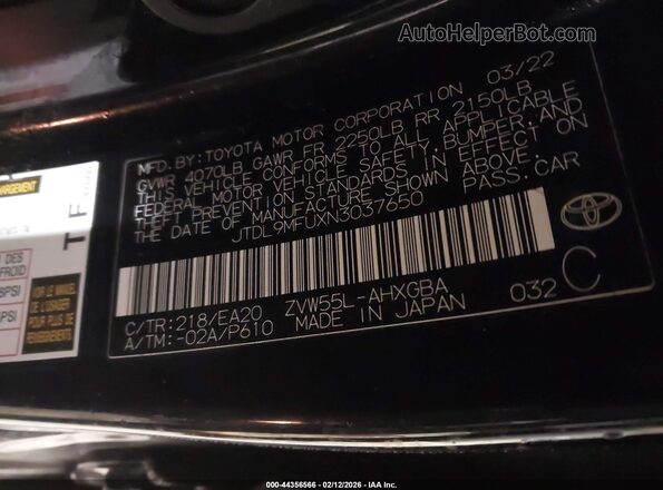 JTDL9MFUXN3037650 2022 TOYOTA PRIUS Black Engine compartment view