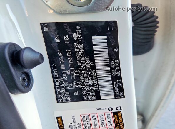 JTEZU5JR4L5218595 2020 TOYOTA 4RUNNER Белый Вид наклейки с VIN-кодом