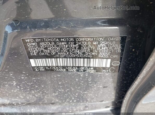 JTHAP1D20P5003946 2023 LEXUS IS 500 Gray 
