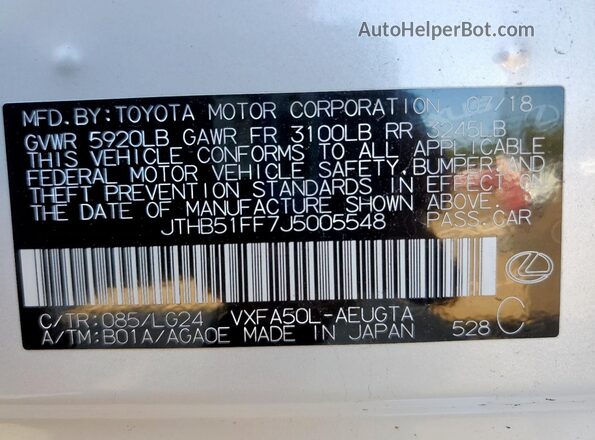 JTHB51FF7J5005548 2018 LEXUS LS White 