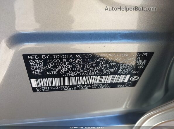 JTHBA1D24S5135753 2025 LEXUS IS 300 Gray Widok komory silnika