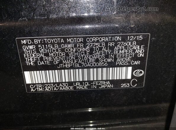 JTHBP1BL7GA000856 2016 LEXUS GS-F Black Շարժիչի բաժամունքի տեսք