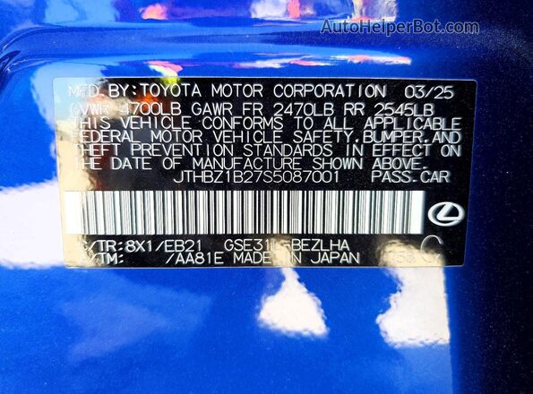 JTHBZ1B27S5087001 2025 LEXUS IS Blue Widok komory silnika