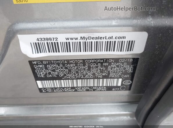 JTHC5LFF4J5001196 2018 LEXUS LS 500 Silver Vista del compartimento del motor
