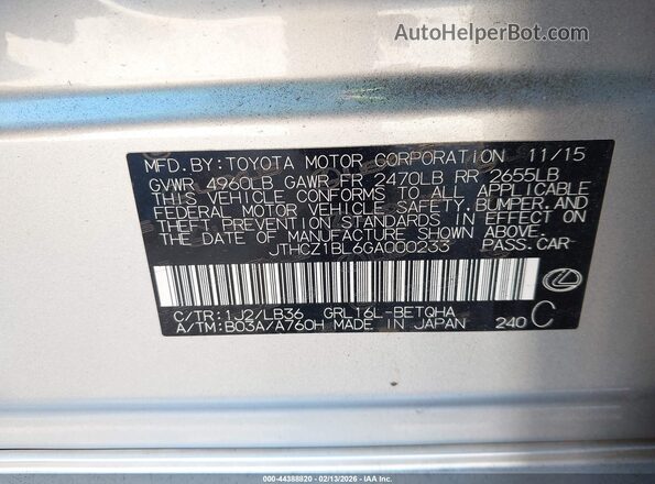 JTHCZ1BL6GA000233 2016 LEXUS GS 350 Silver Widok komory silnika