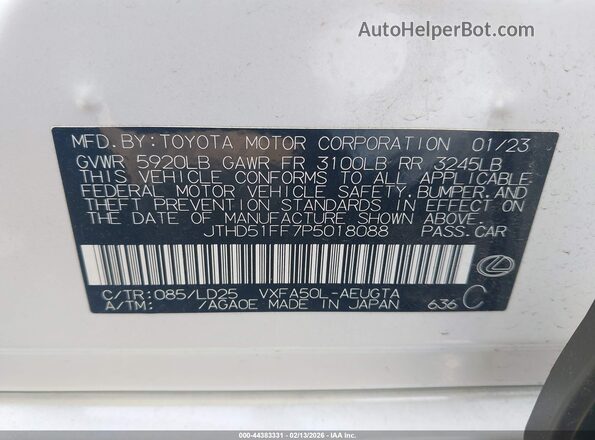 JTHD51FF7P5018088 2023 LEXUS LS 500 White Engine compartment view