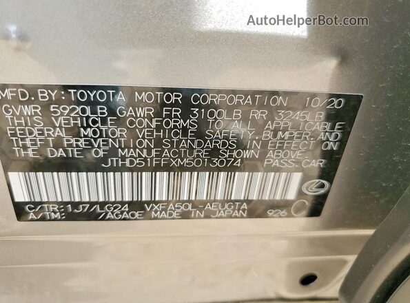 JTHD51FFXM5013074 2021 LEXUS LS Black VIN sticker view