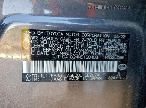 JTHDA1D24N5120408 2022 LEXUS IS Gray Engine compartment view