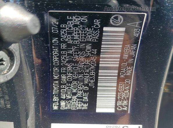 JTHE3JBH7M2045144 2021 LEXUS UX Black Вид наклейки з VIN-кодом