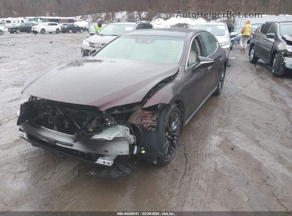 JTHG5LGF0L5007614 2020 LEXUS LS 500 Burgundy წინა მარცხენა ხედი სამი მეოთხედიდან