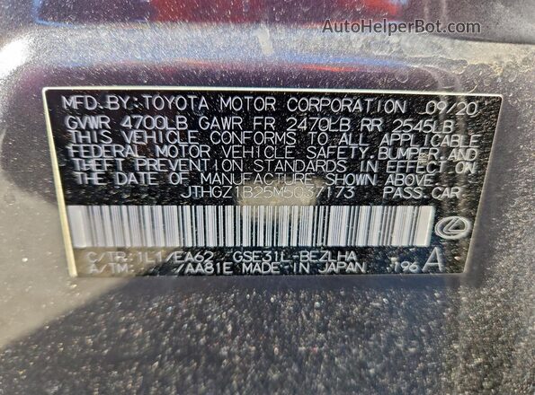 JTHGZ1B25M5037173 2021 LEXUS IS Charcoal Widok komory silnika