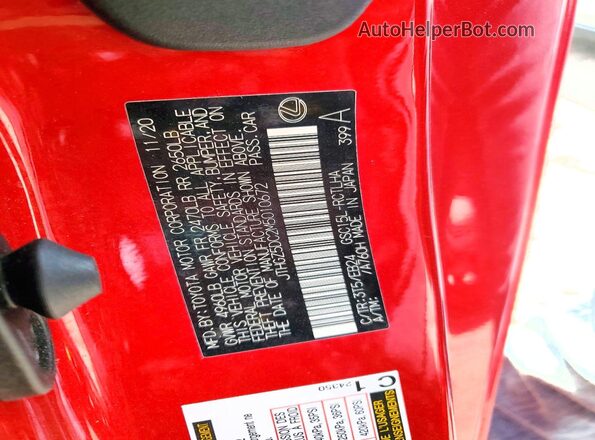 JTHGZ5DC2M5010672 2021 LEXUS RC Red ძრავის განყოფილების ხედი