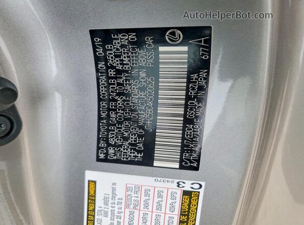 JTHHZ5BC4K5020625 2019 LEXUS RC Silver Vista del compartimento del motor